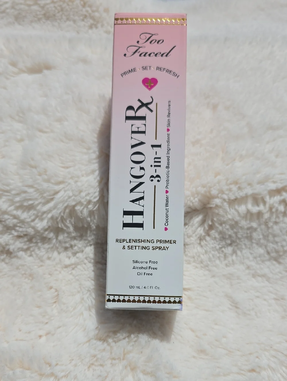 Too Faced Hangover 3-in-1 Replenishing Primer & Setting Spray - Pink/White/Gold